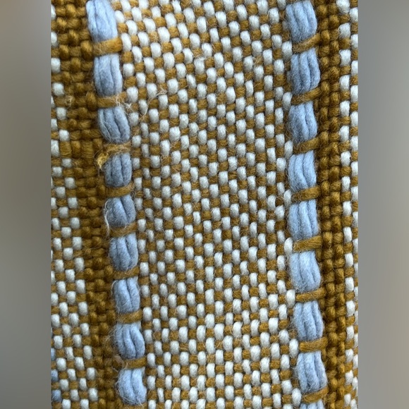 🌽 Chunky Weave Fringe Scarf |Goldenrod & Cream with Blue by Madewell - Picture 3 of 17